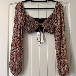 Shop Starlow boutique cropped tie floral top
